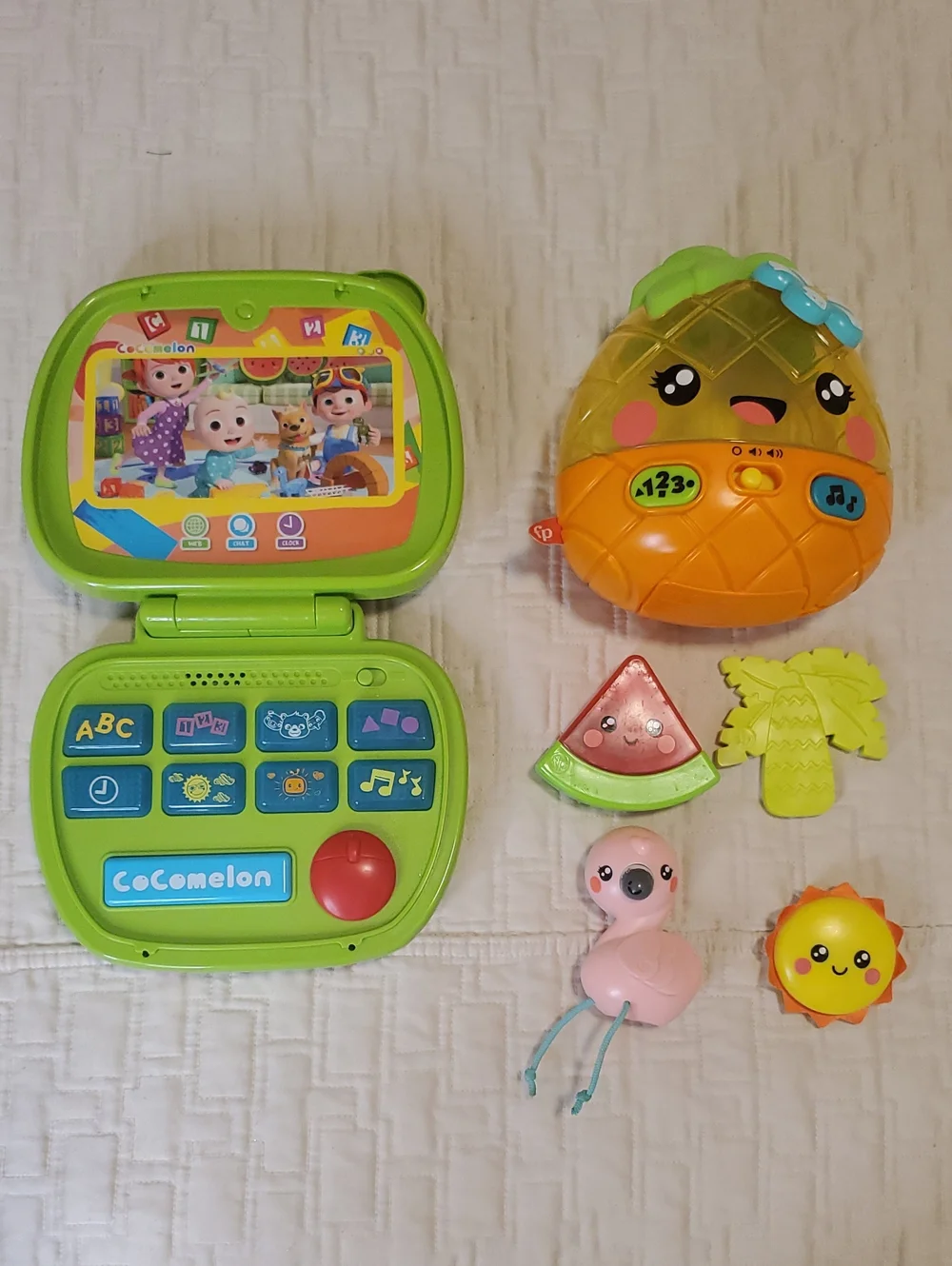 Cocomelon Learning Laptop & Pineapple Music Toy Set - Bright Green and Orange